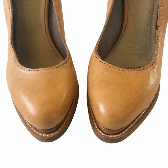 ACNE STUDIOS Melrose Tan Leather Platform Heels 39 - Picture 4 of 12